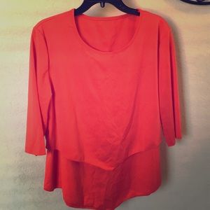 Two layered Orange Blouse Sz L NEW
